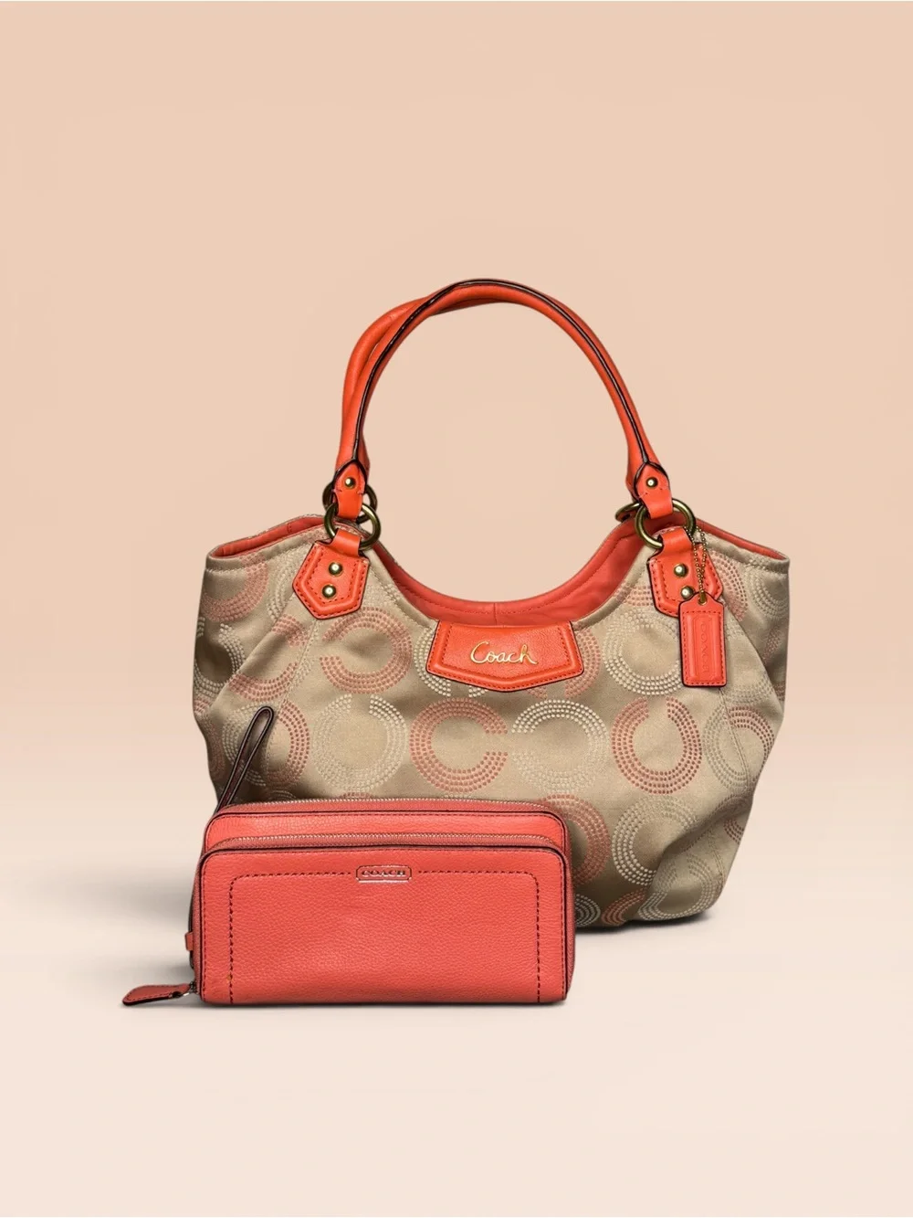 Coach Ashley Orange Tote with Wallet